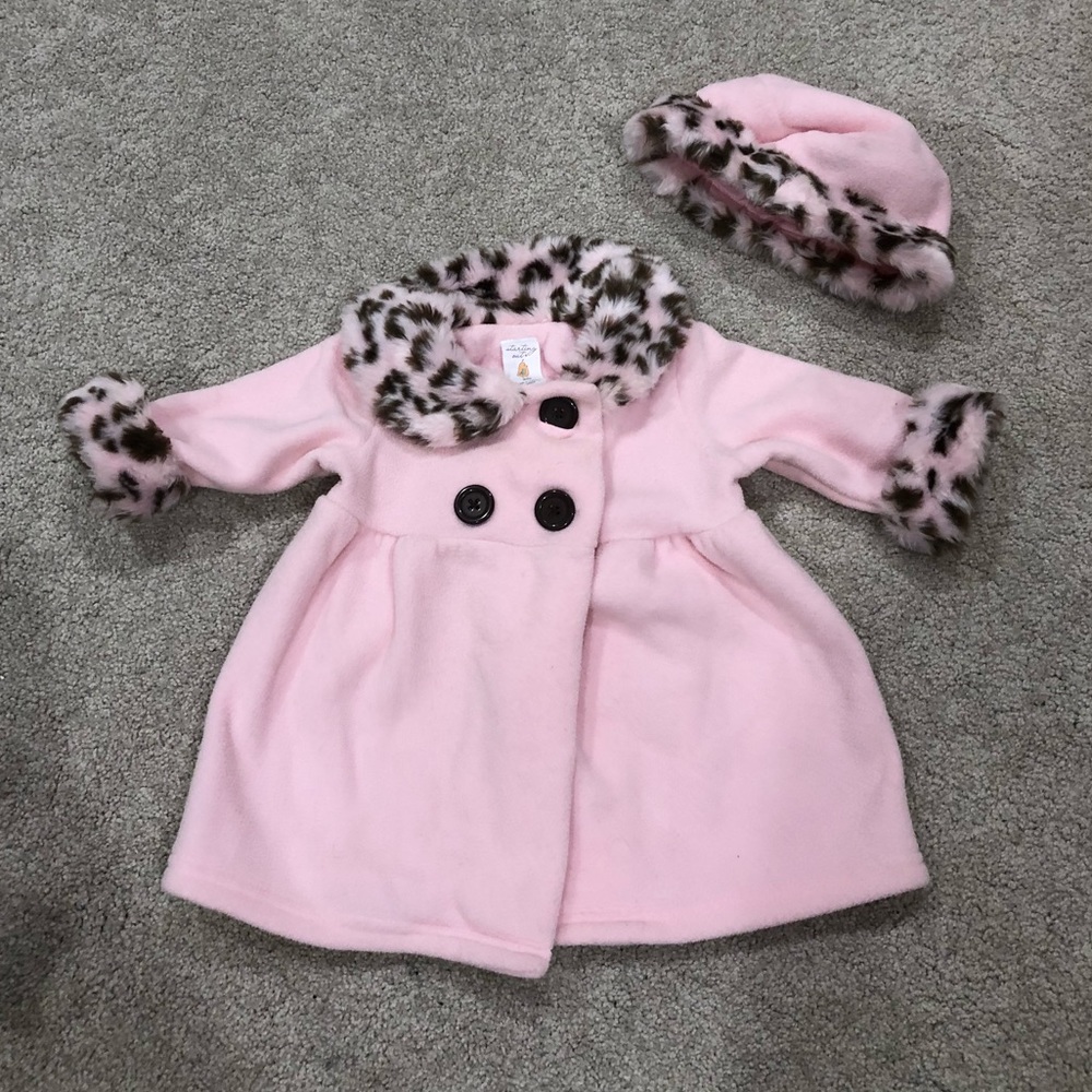 Cute baby pink jacket and hat